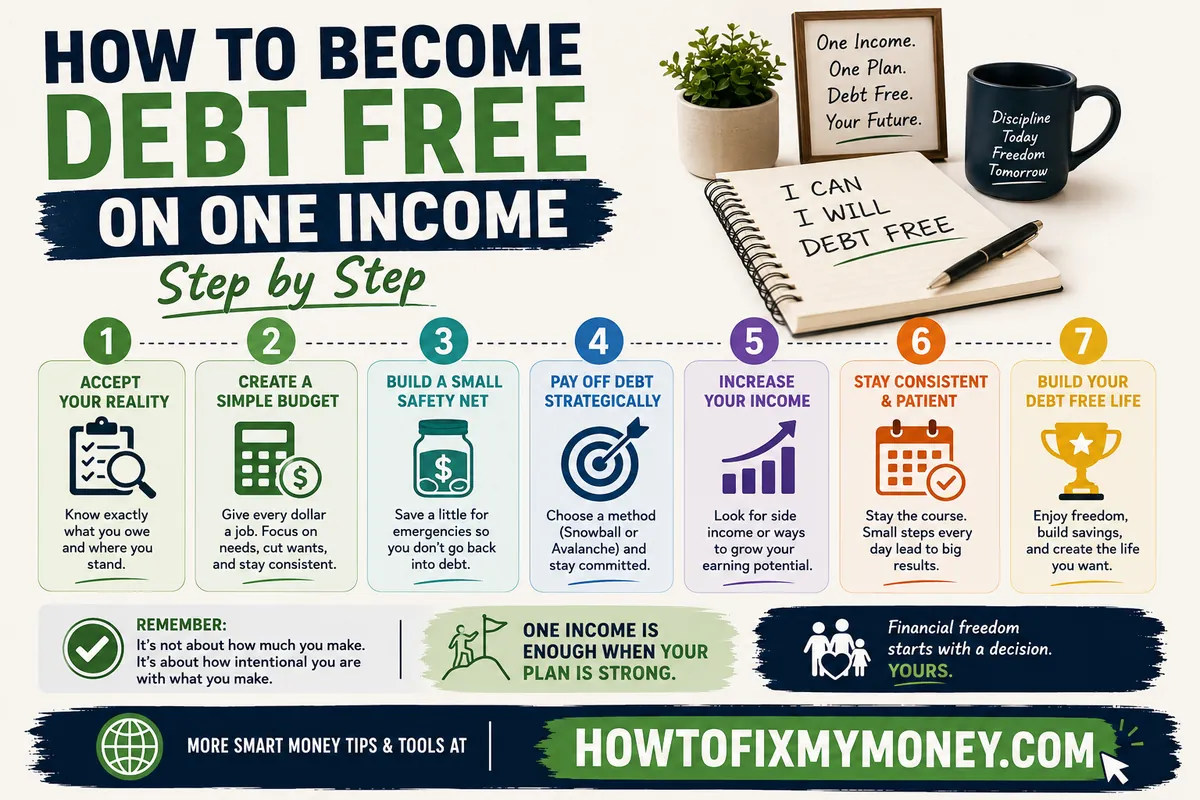 How to become debt free on one income step by step